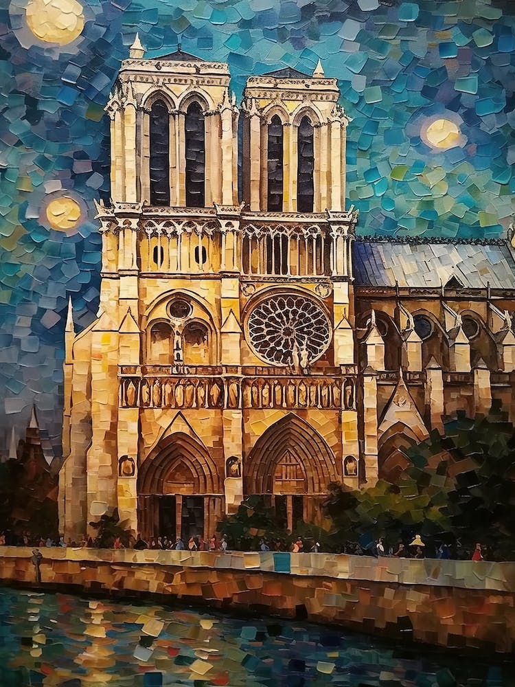 Notre Dame Paris France Van Gogh Style 3