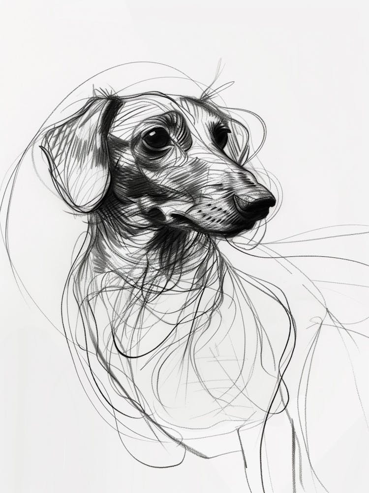Dachshund Dog Charcoal Line 1