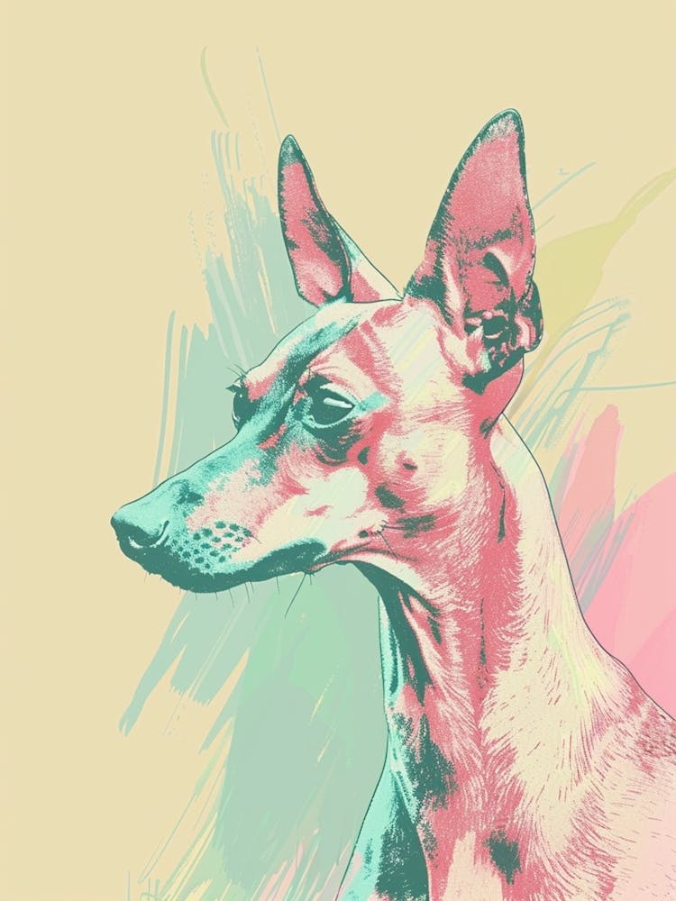 Miniature Pinscher Dog Pastel Line Watercolour Illustration  3