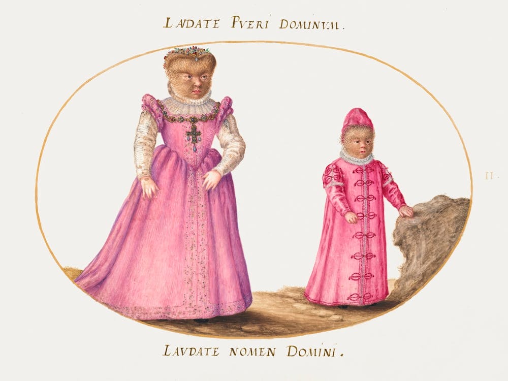 The Children Of Pedro González (Petrus Gonsalvus) (1575–1580), Joris Hoefnagel