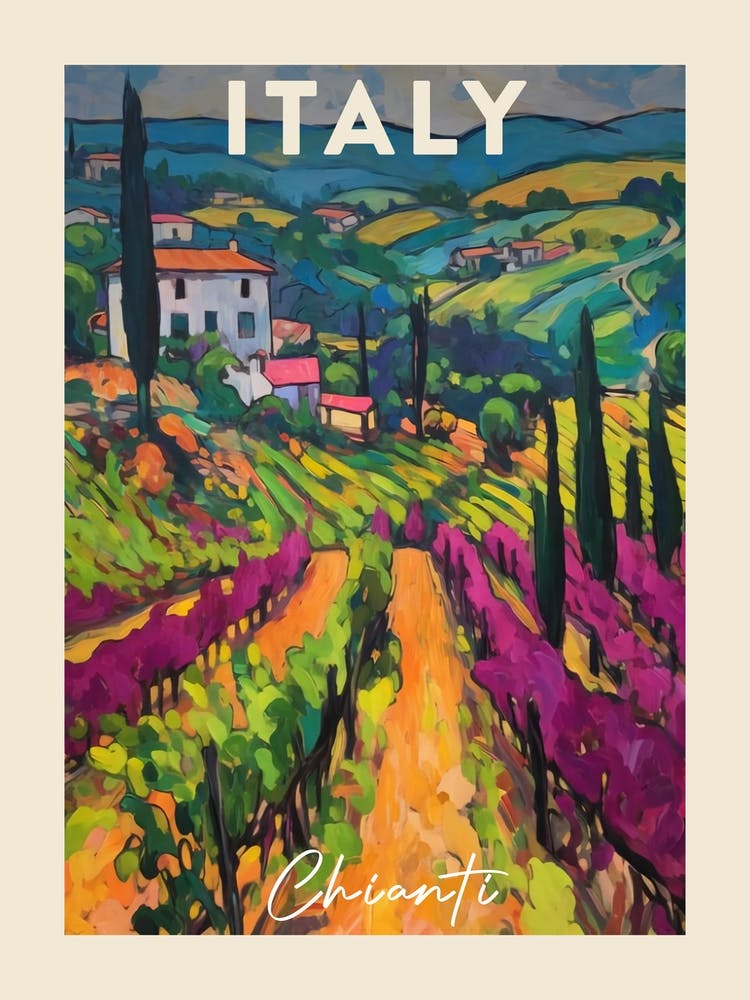 Chianti Italy 3 Fauvist Painting  Travel Poster