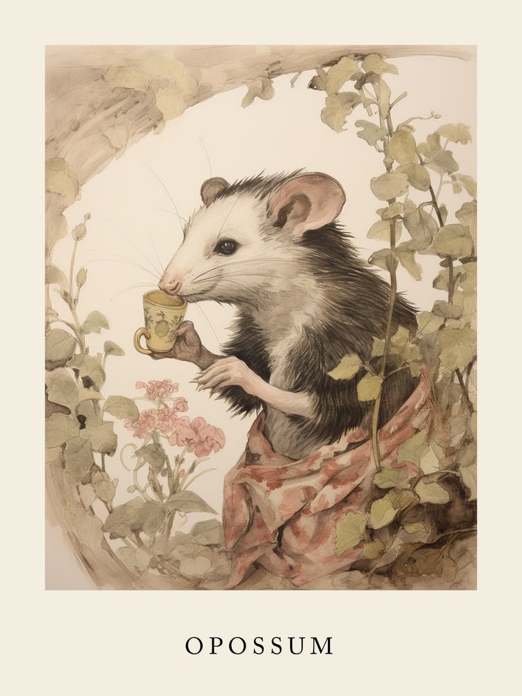 Beatrix Potter Inspired  Animal Watercolour Opossum 2