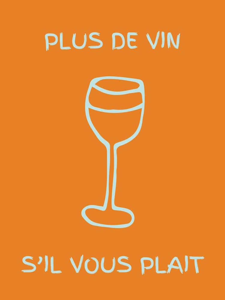 Wine Glass Kitchen Poster Orange & Teal