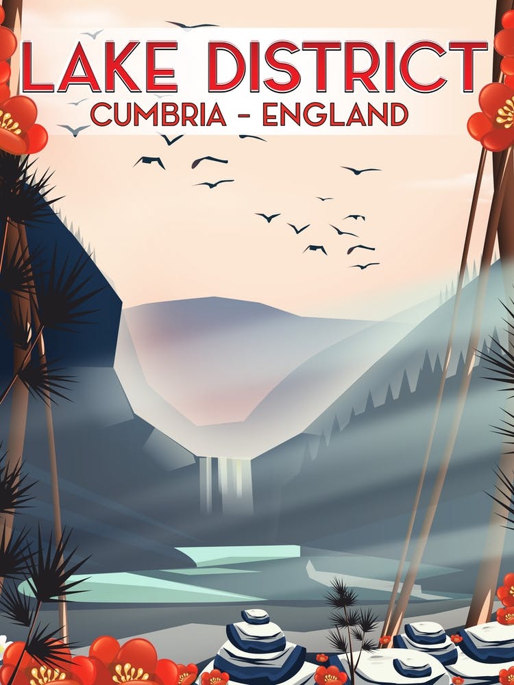 Lake District Cumbria England Travel poster