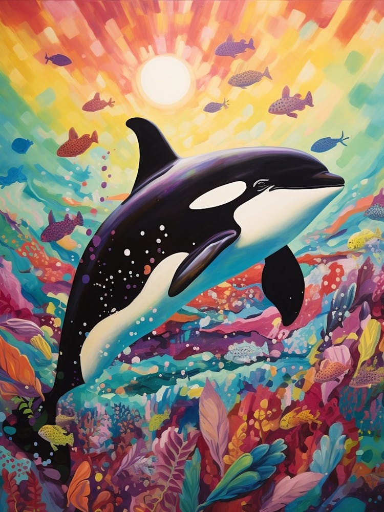 Colourful Surreal Orca Whale Underwater
