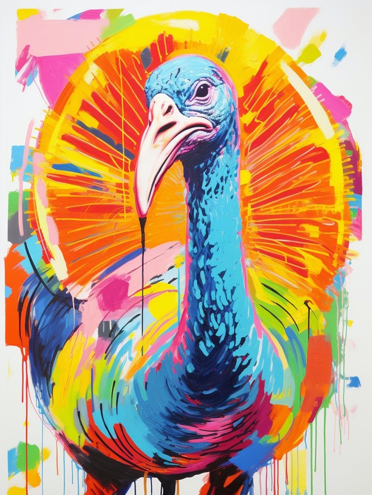 Peinture d'oiseau colorée Dindon 2