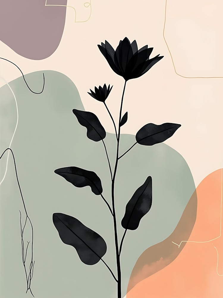 Altrosa botanische Silhouetten auf neutralem Hintergrund