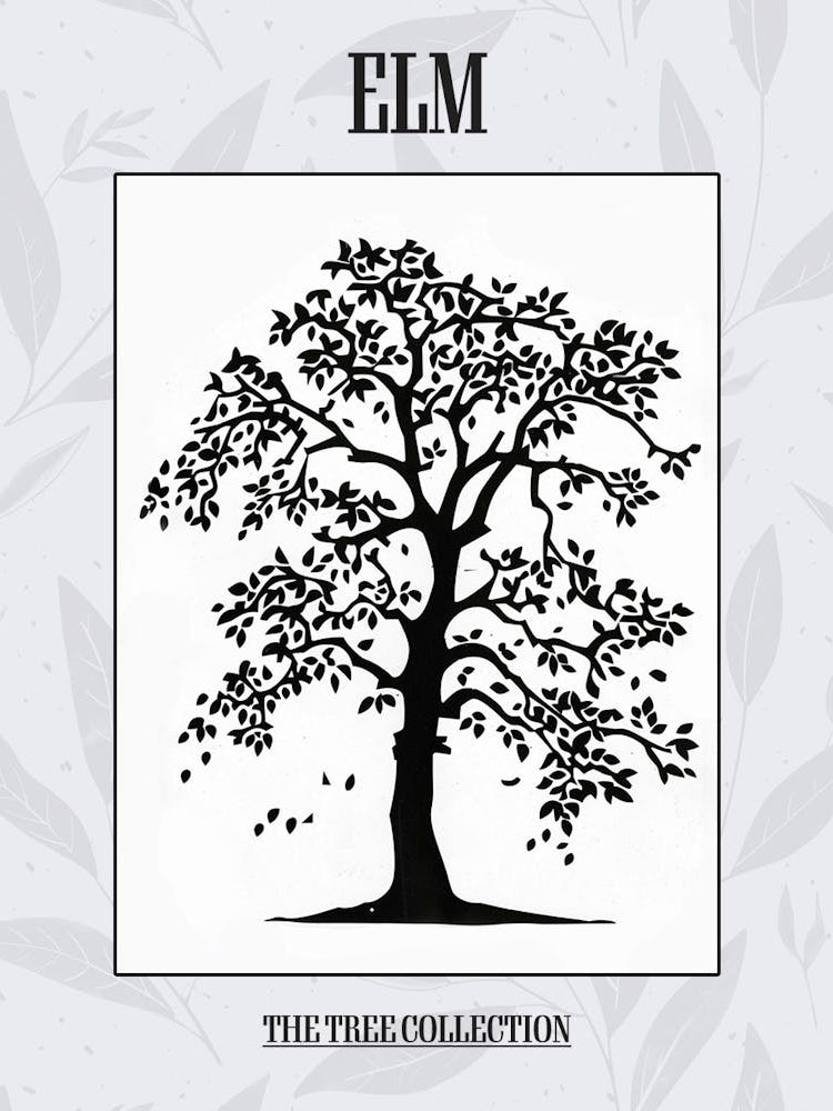 Elm Tree Simple Geometric Nature Stencil 2 Poster