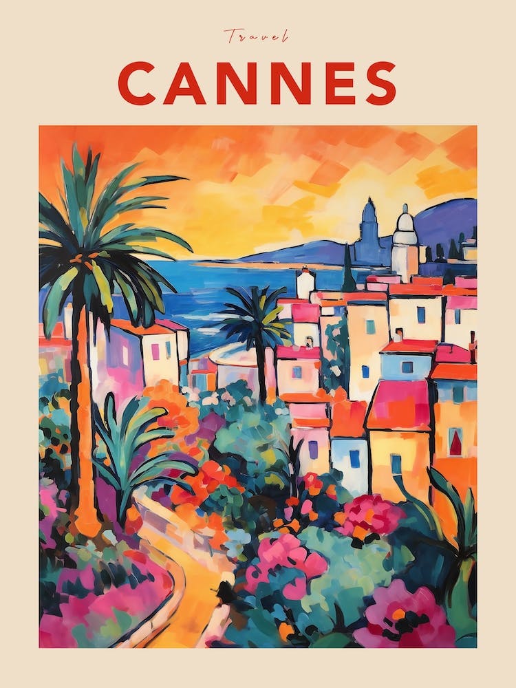 Cannes France 6 Fauvist Travel Poster