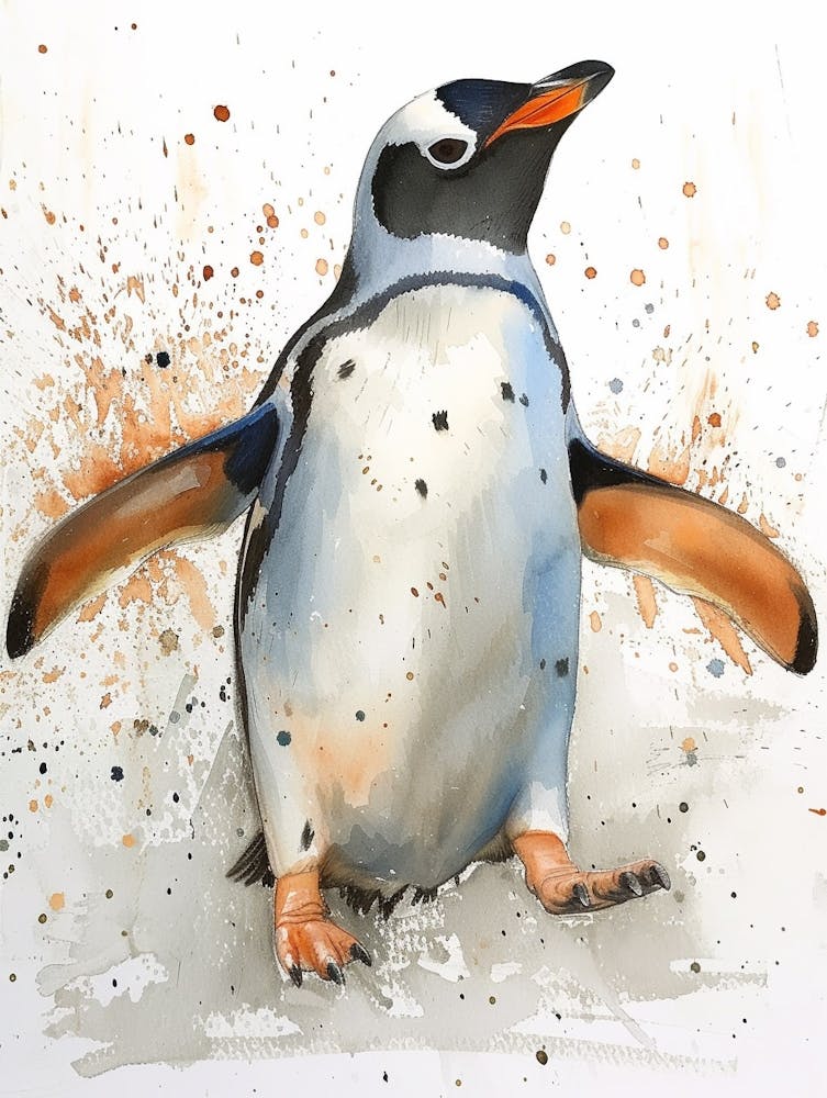 Humboldt Penguin Livingston Island Watercolour Painting 4