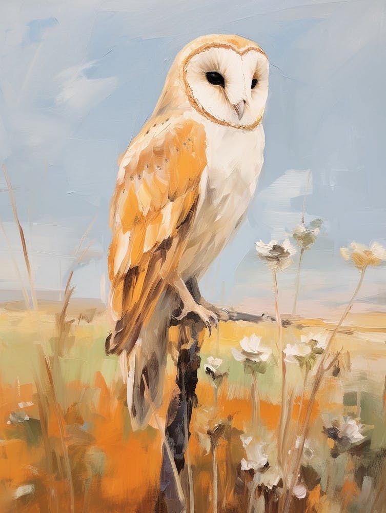 Vogelgemälde Schleiereule 2
