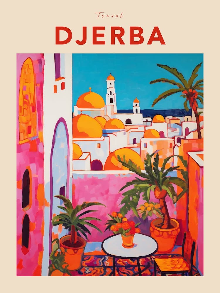 Djerba Tunisia 4 Fauvist Travel Poster