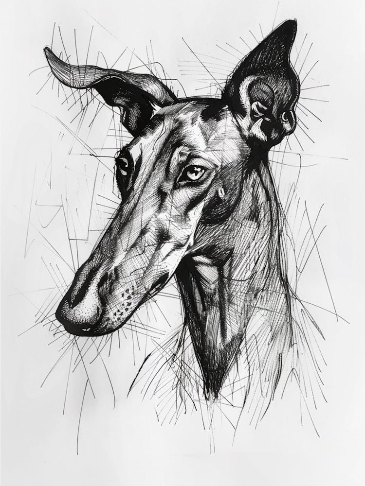 Ibizan Hound Dog Line Sketch  1