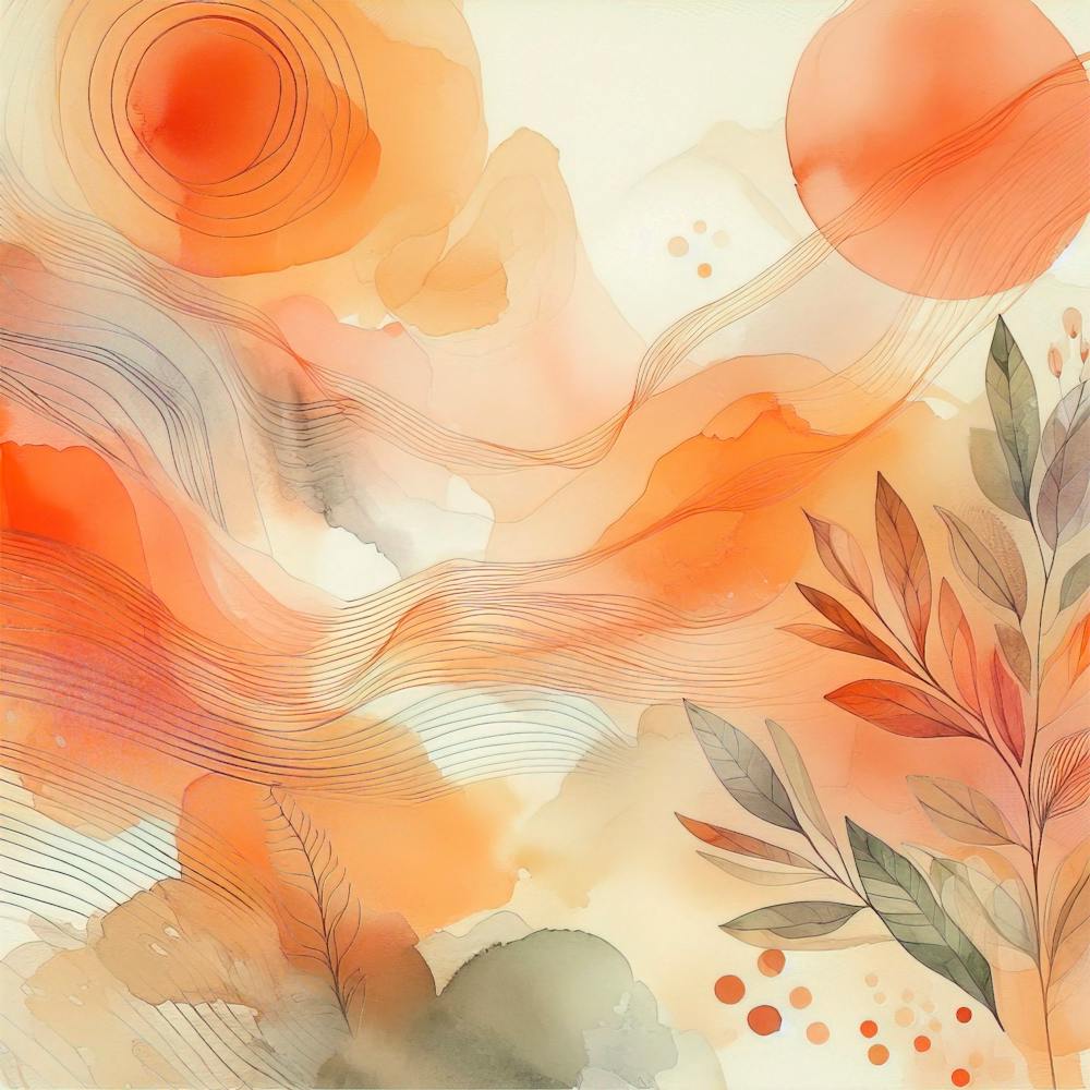 Abstract Watercolor Orange Sage Orange Olive Light Orange Art Background 6