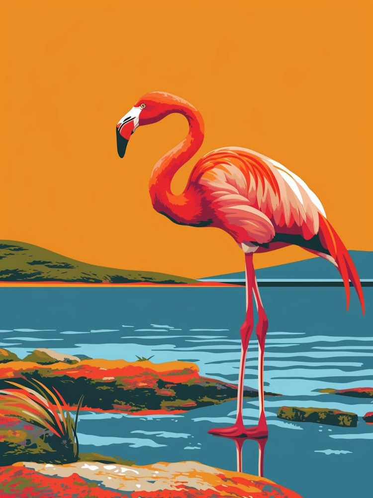 Greater Flamingo South America Chile Tropical Illustration 1