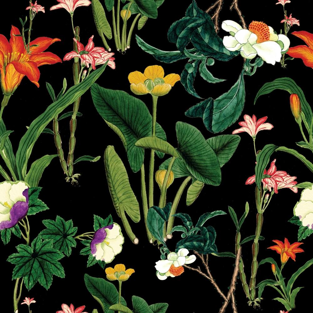 Floral vintage noir