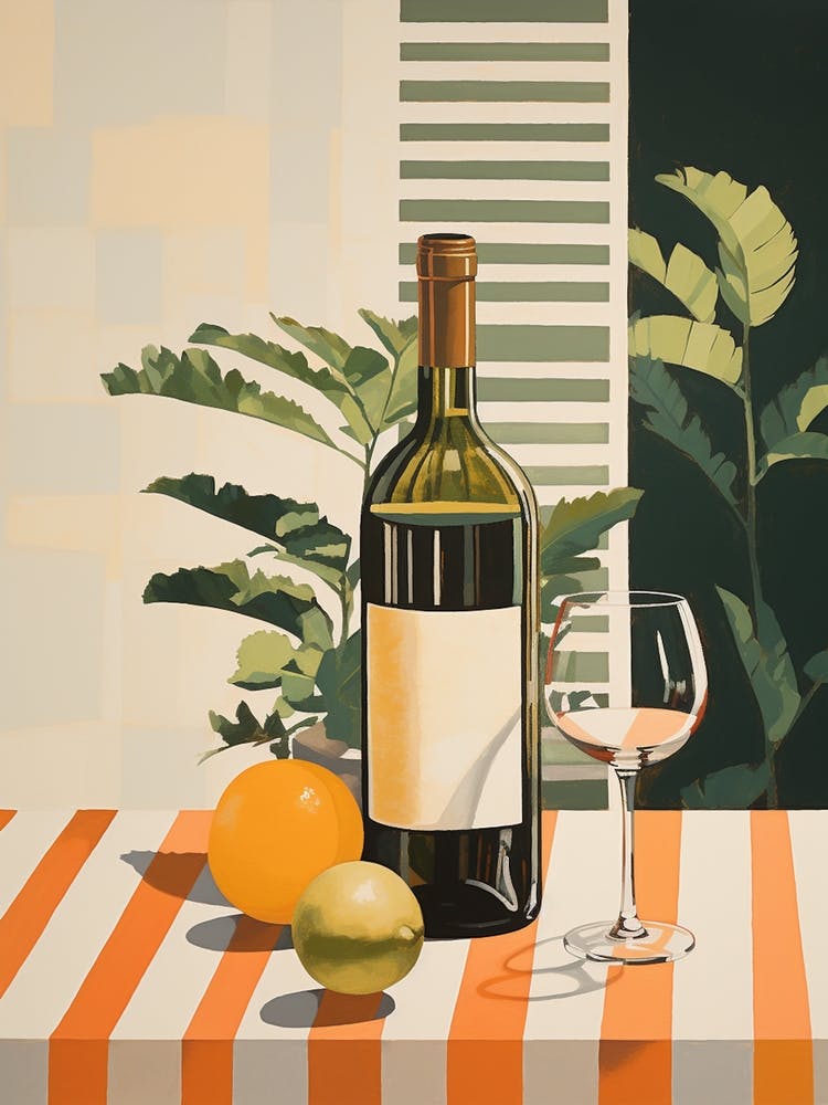 White Wine Mediterranean Still Life