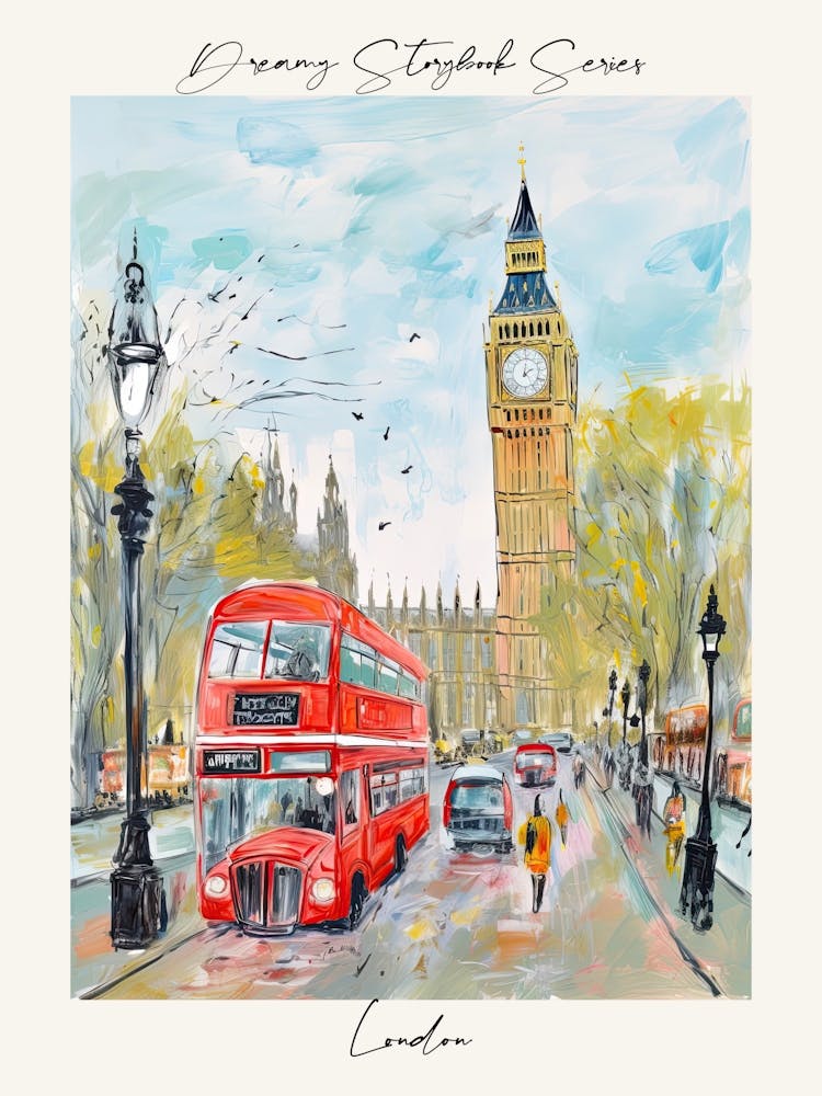 Poster Of London, Dreamy Storybook Illustration 2