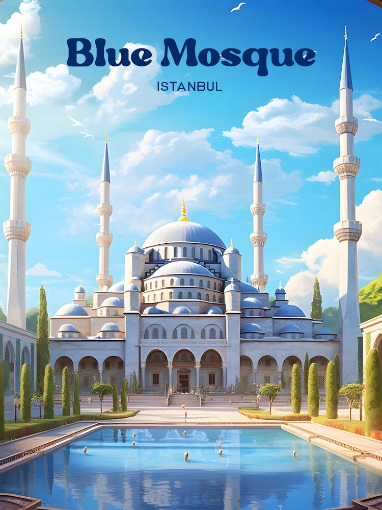 Blue Mosque Istanbul Turkey Travel Illustration