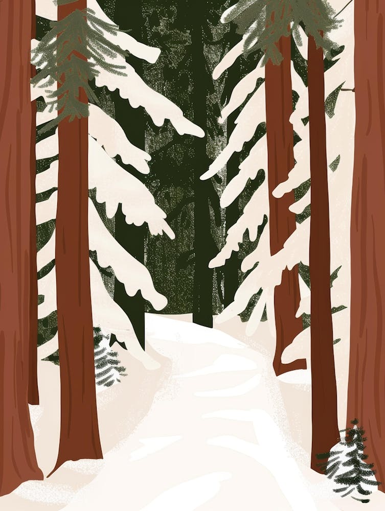 Snowy Path In The Woods