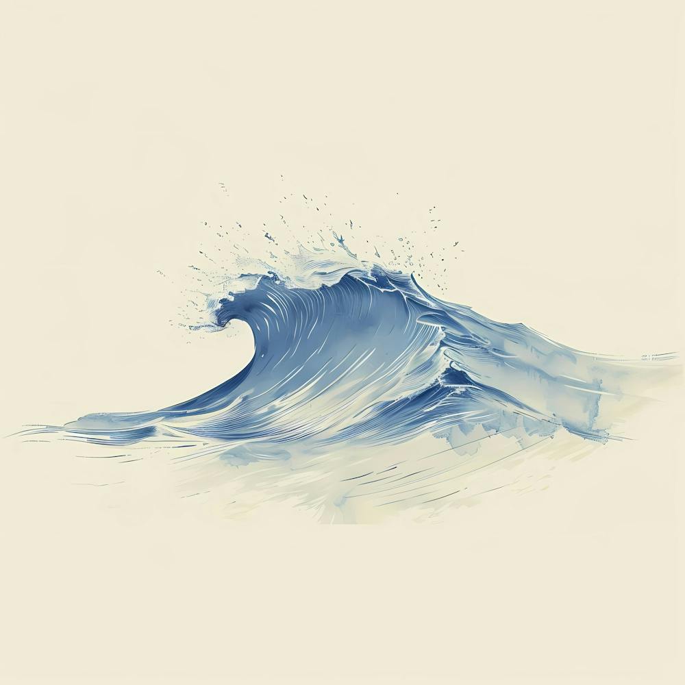 Aquarelle Vague Océanique