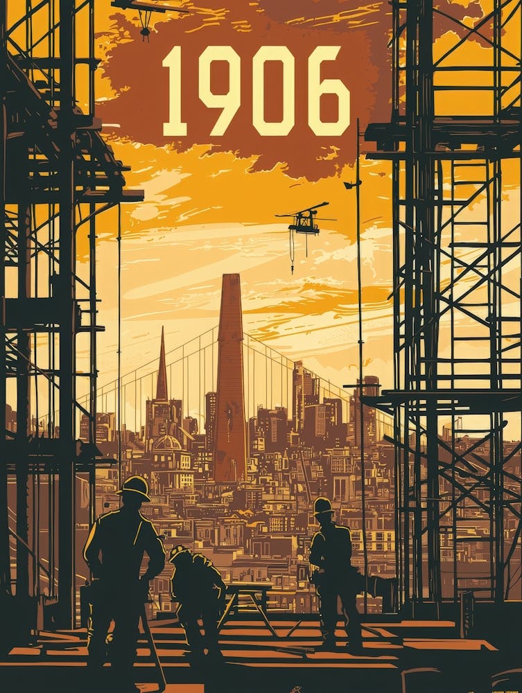 Aihrgdesign A Vintage Poster Depicting The Rebuilding Of San 4