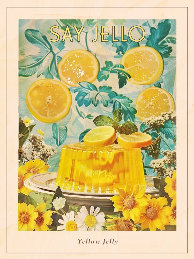 Gelbe Gelee Retro-Collage 1 Poster