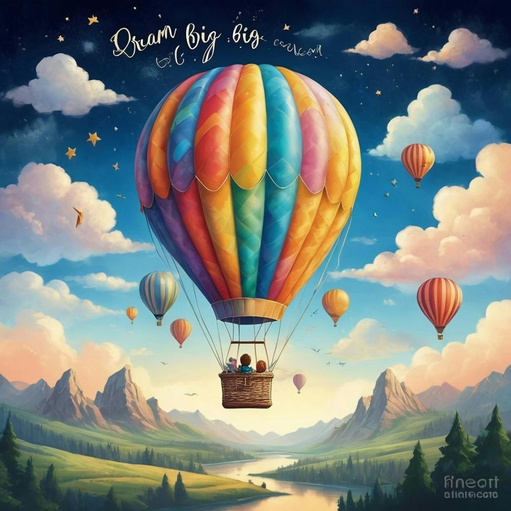 Dream Big Hot Air Balloon Inspirational Quote For Kids 1 2