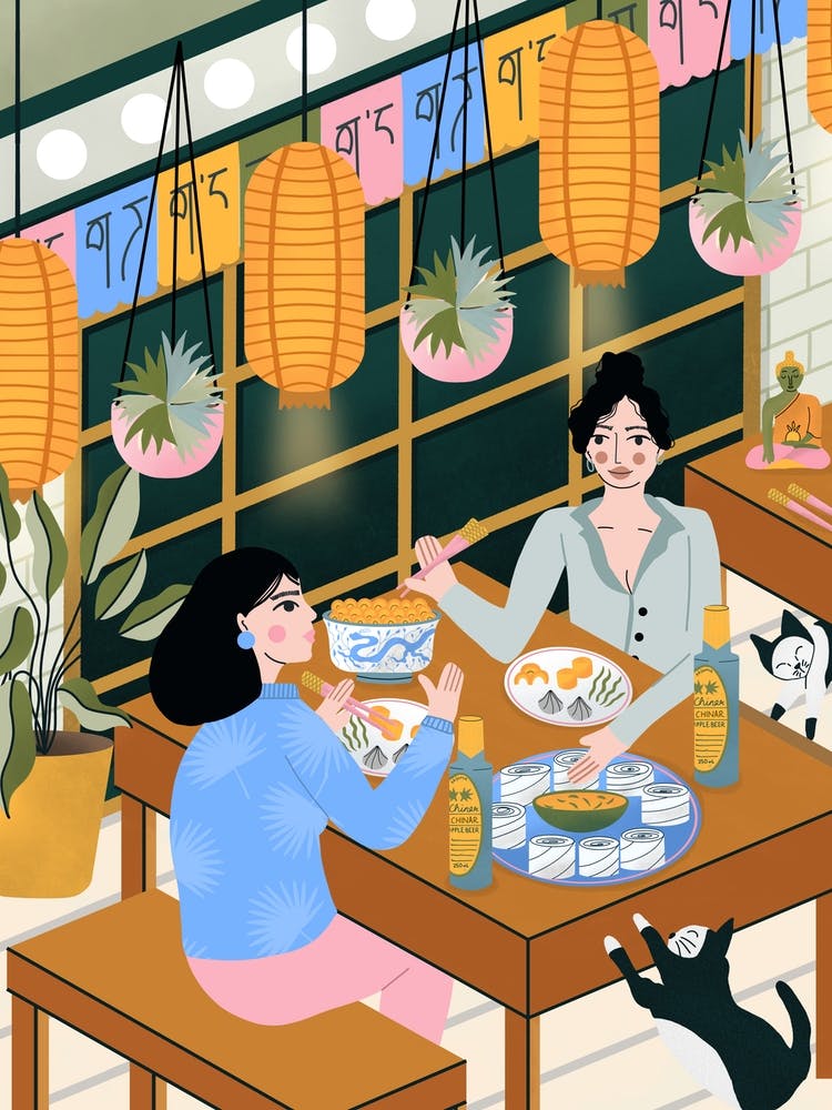 Friends Enjoying Meal Together