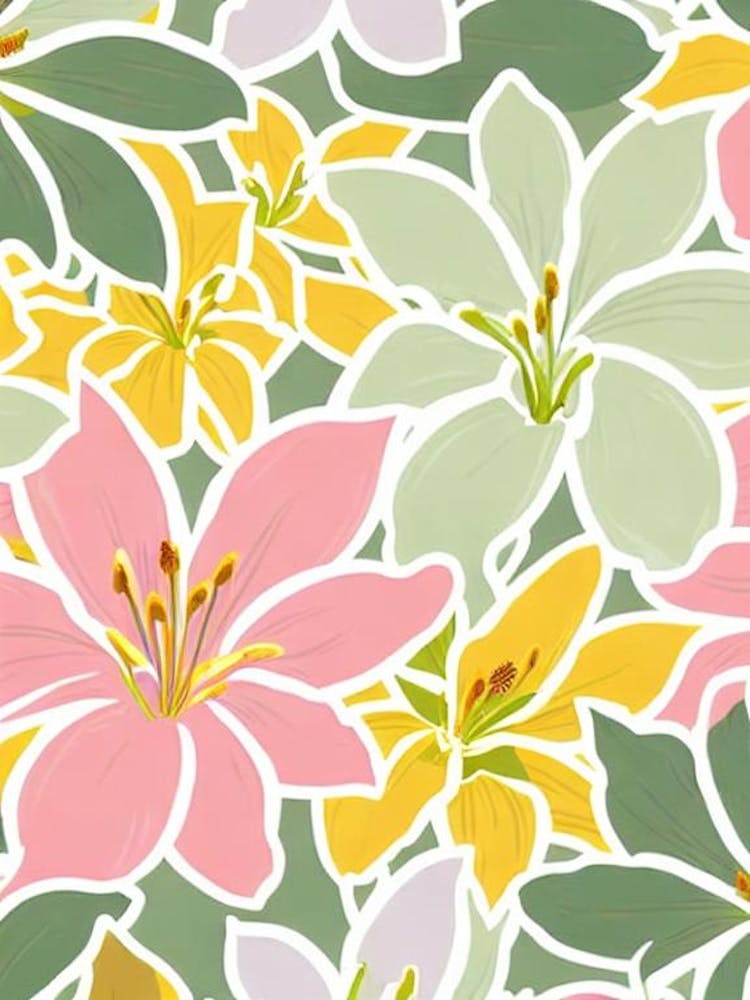 Lilies Pastel Floral 3 Flower