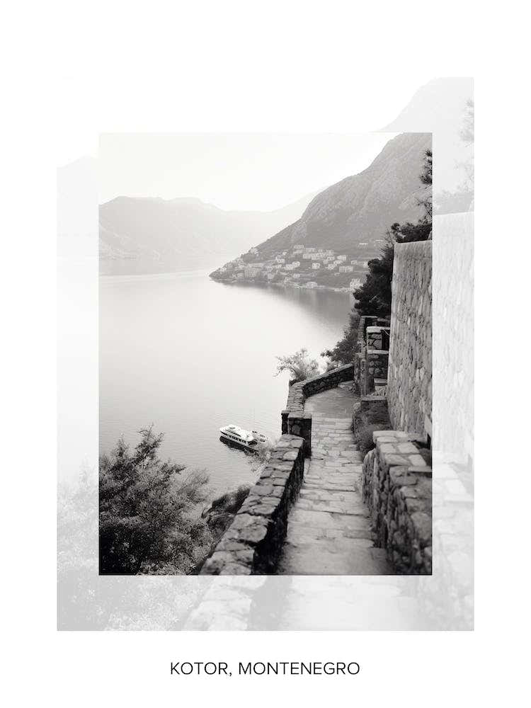 Poster Of Kotor, Montenegro, Black And White Old Photo 4