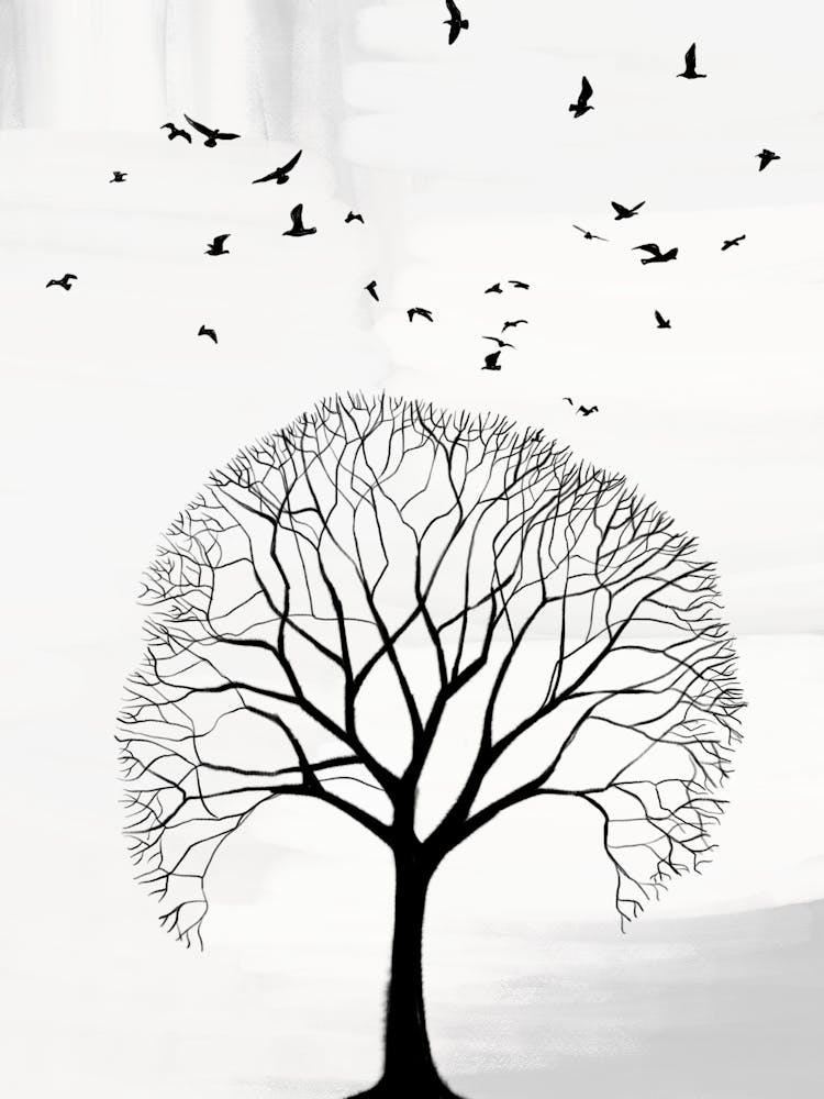 Abstract Tree With Birds