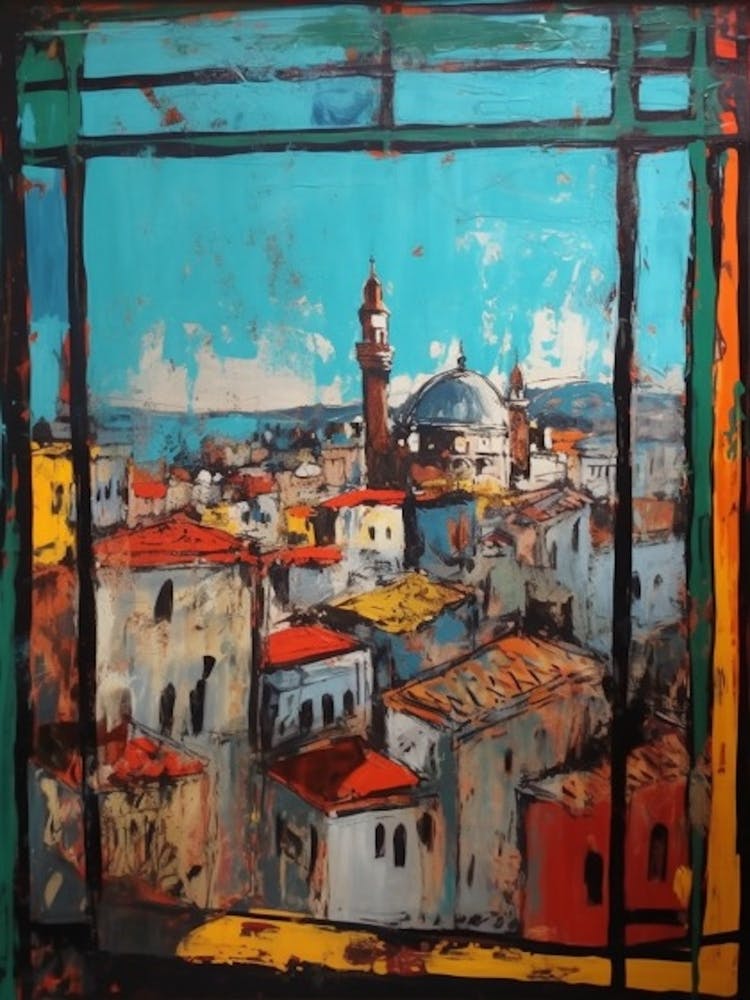 Ein Fensterblick auf Istanbul im Stil der Pop Art 1