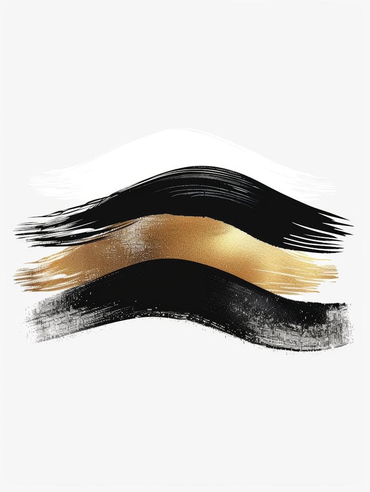 Gold And Black Brush Strokes Canvas Print