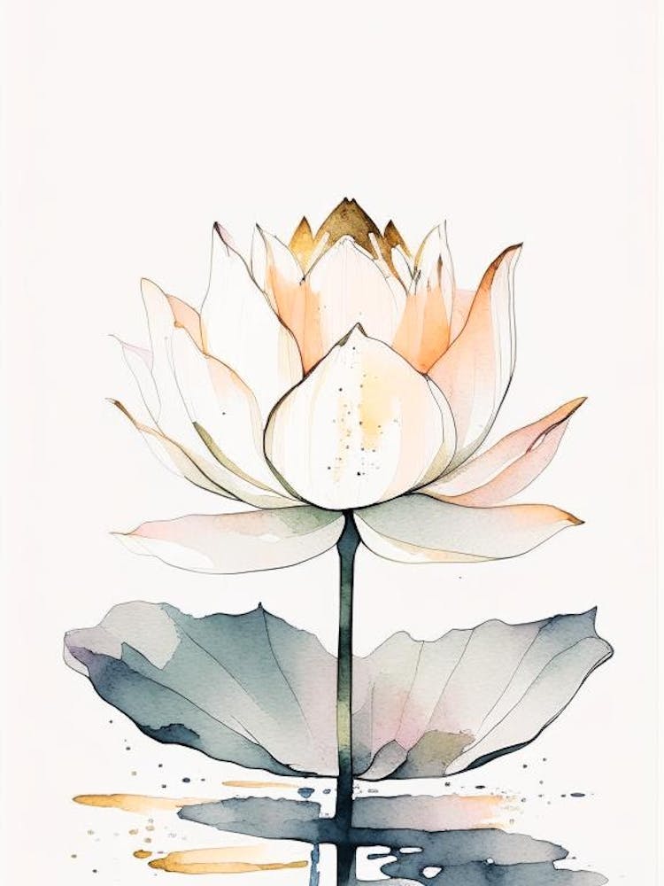 Giant Lotus Minimal Watercolour 2