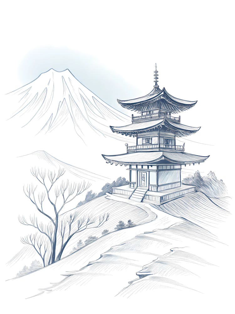 Minimalist Ink Sketch Of Composition Of Subtle S