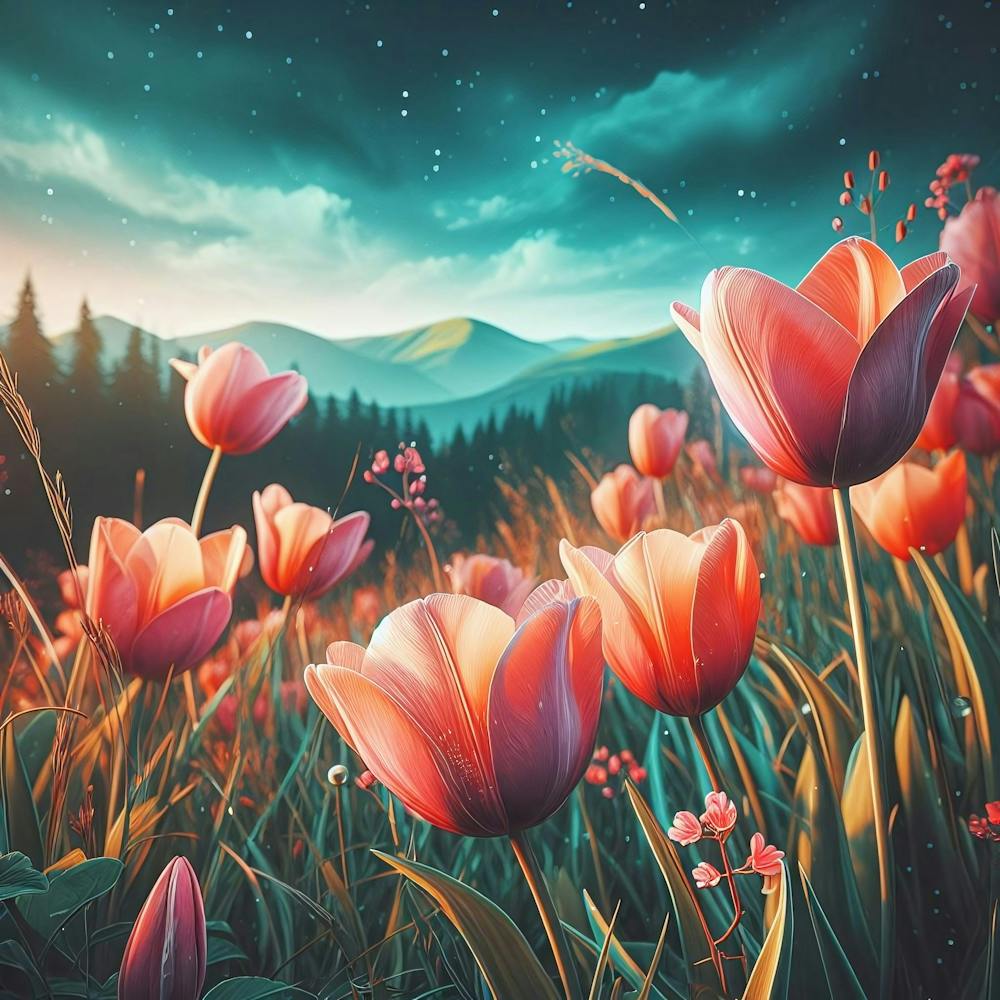 Tulips In The Meadow 1