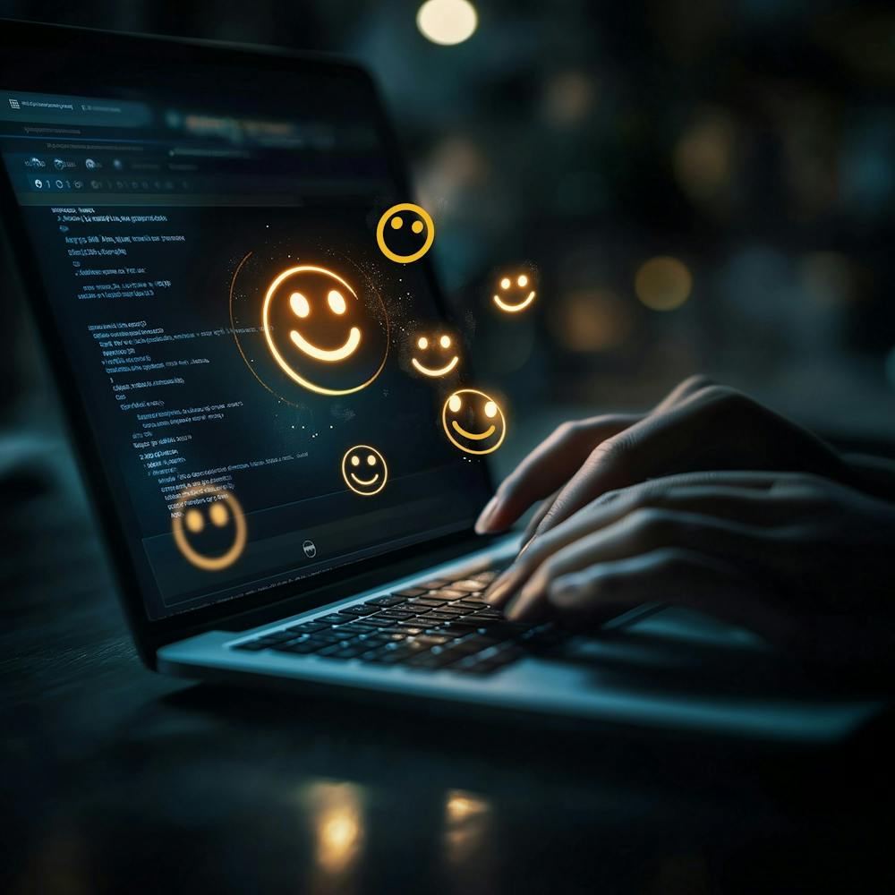 Émojis Souriants Sur Un Ordinateur Portable