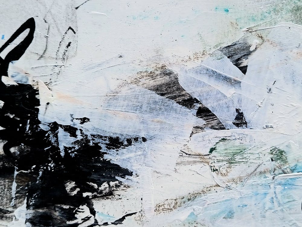 Abstract Painting Black White Monochrome