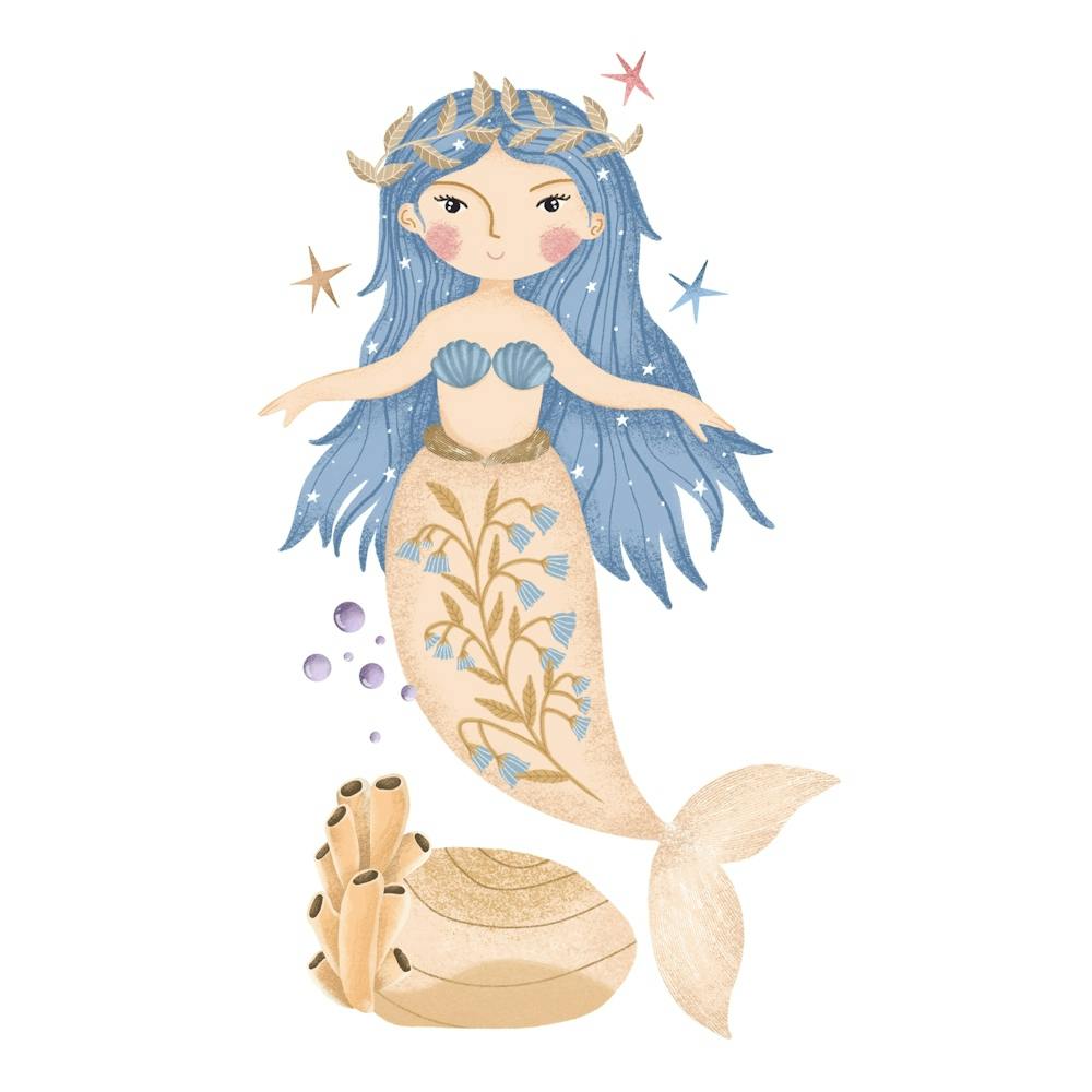 Blue haired enchanting mermaid