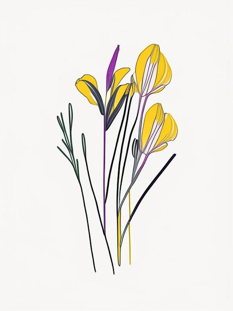 Freesia Floral Minimal Line Drawing 1 Flower
