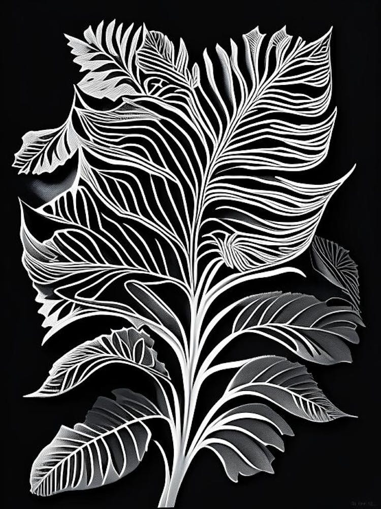 Caraway Leaf Linocut 3