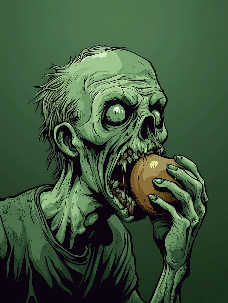 Scary Zombie Eating An Apple 1