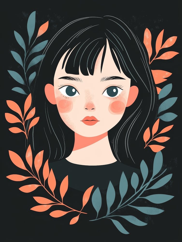 Portrait Of A Girl With Leaves 1