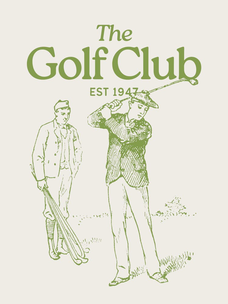 The Golf Club Print | Vintage Retro Decor | Golf Lover Prints | Sporty Athletic Wall Art | Beige + Green Earth Tone Decor | Sports Club Prints 3