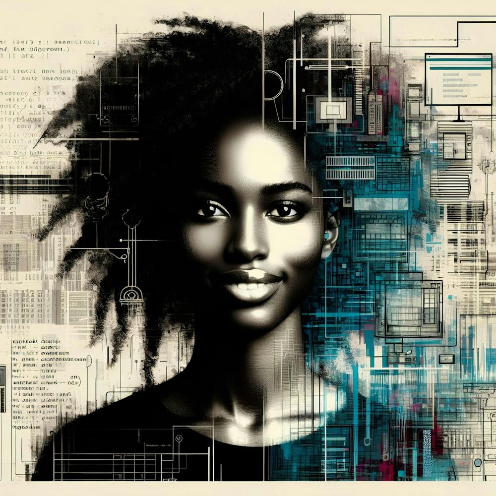 Afro-American Woman With Technology