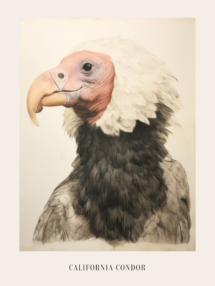 Vintage Bird Drawing California Condor 1 Poster