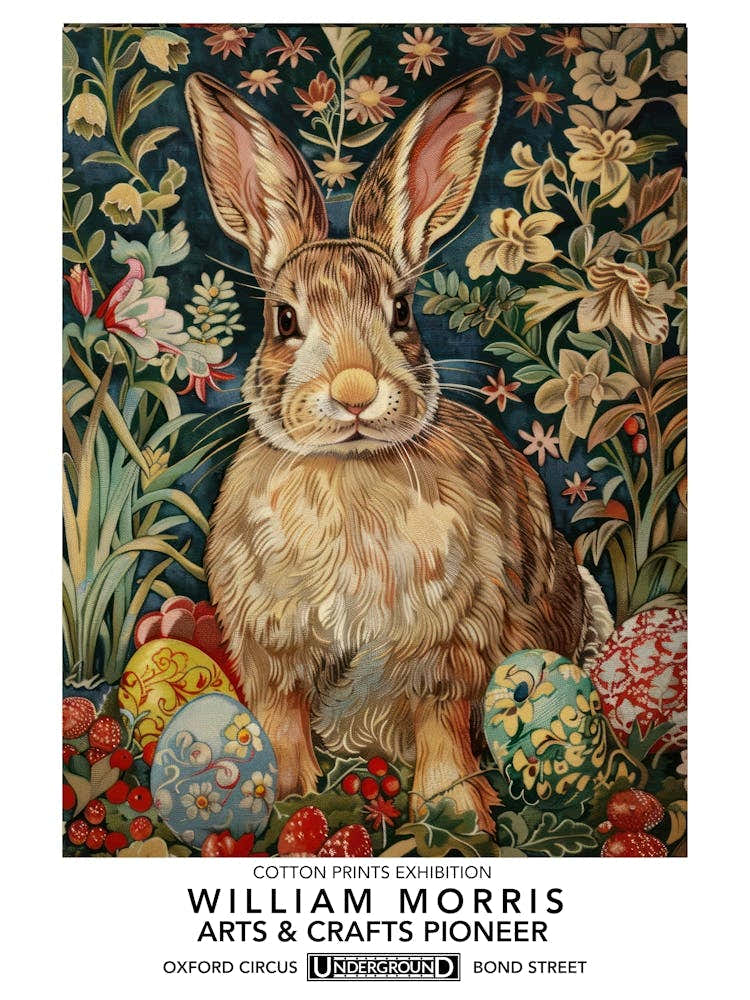 William Morris Easter Rabbits Textile 3