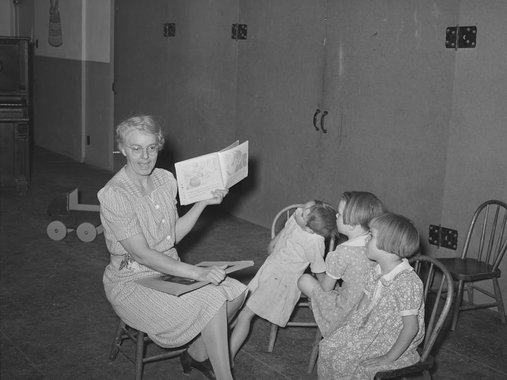 Untitled Photo, Possibly Related To Wpa (Work Projects Administration) Nursery Teacher Telling Story To Children Of