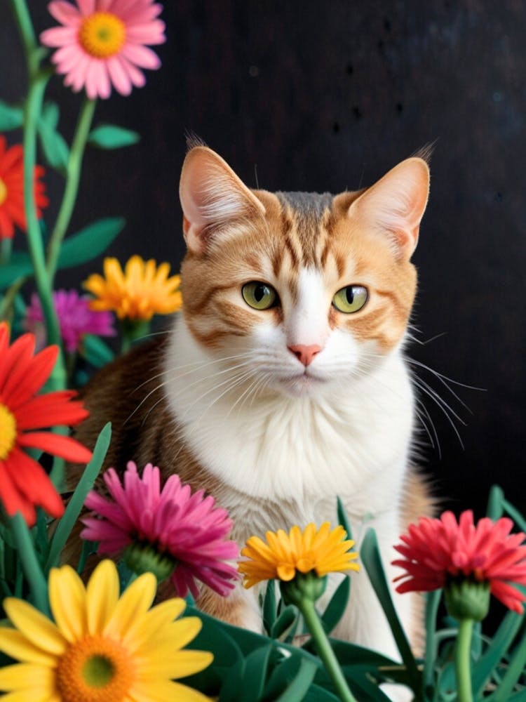 Cat In Flowers 5